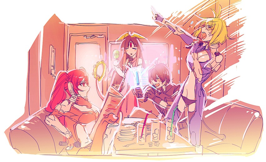 angelise ikaruga misurugi, hilda, salamandinay, and tusk (cross ange) drawn by hattori_masahiko