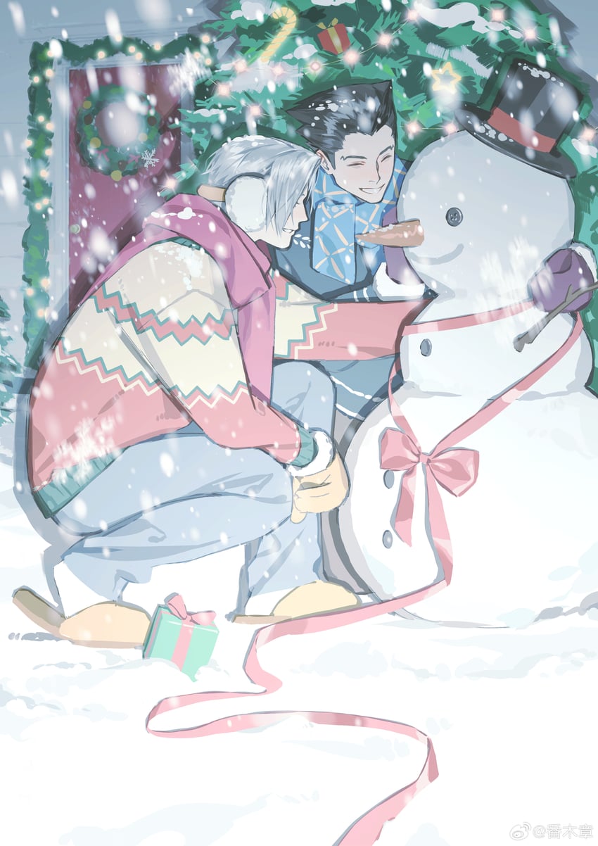 phoenix wright and miles edgeworth (ace attorney) drawn by fan_mu_zhang