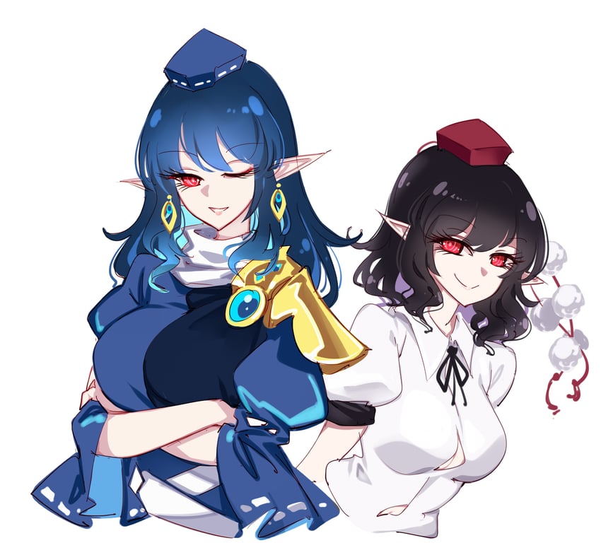 shameimaru aya and iizunamaru megumu (touhou) drawn by raptor7