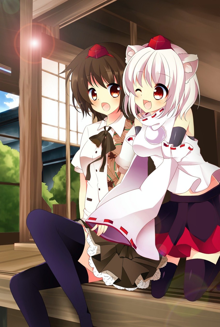 shameimaru aya and inubashiri momiji (touhou) drawn by takeno_koko