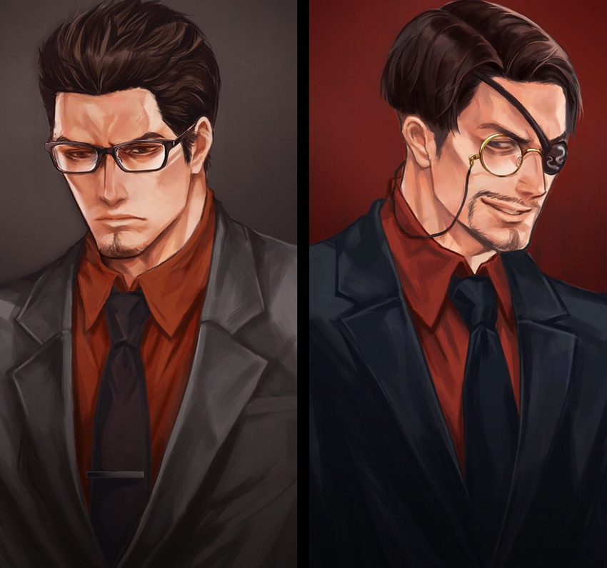 kiryu kazuma and majima goro (ryuu ga gotoku) drawn by aomi_nekosuki