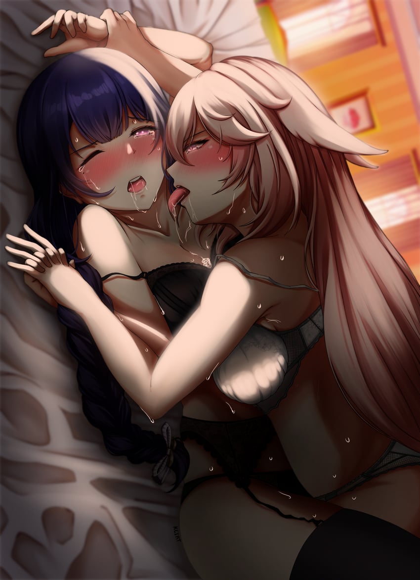 raiden shogun and yae miko (genshin impact) drawn by kcirta_p