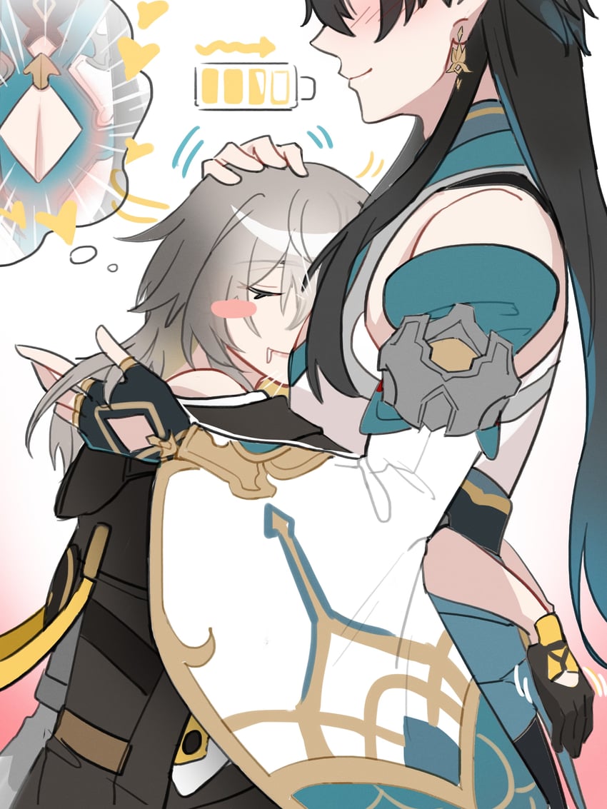 trailblazer, stelle, and dan heng (honkai and 1 more) drawn by 625light