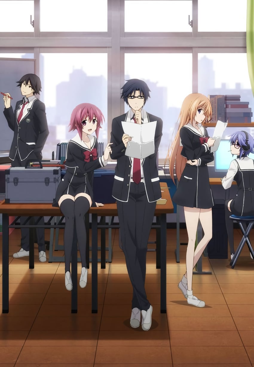 onoe serika, miyashiro takuru, kurusu nono, kazuki hana, and itou shinji (chaos;child)
