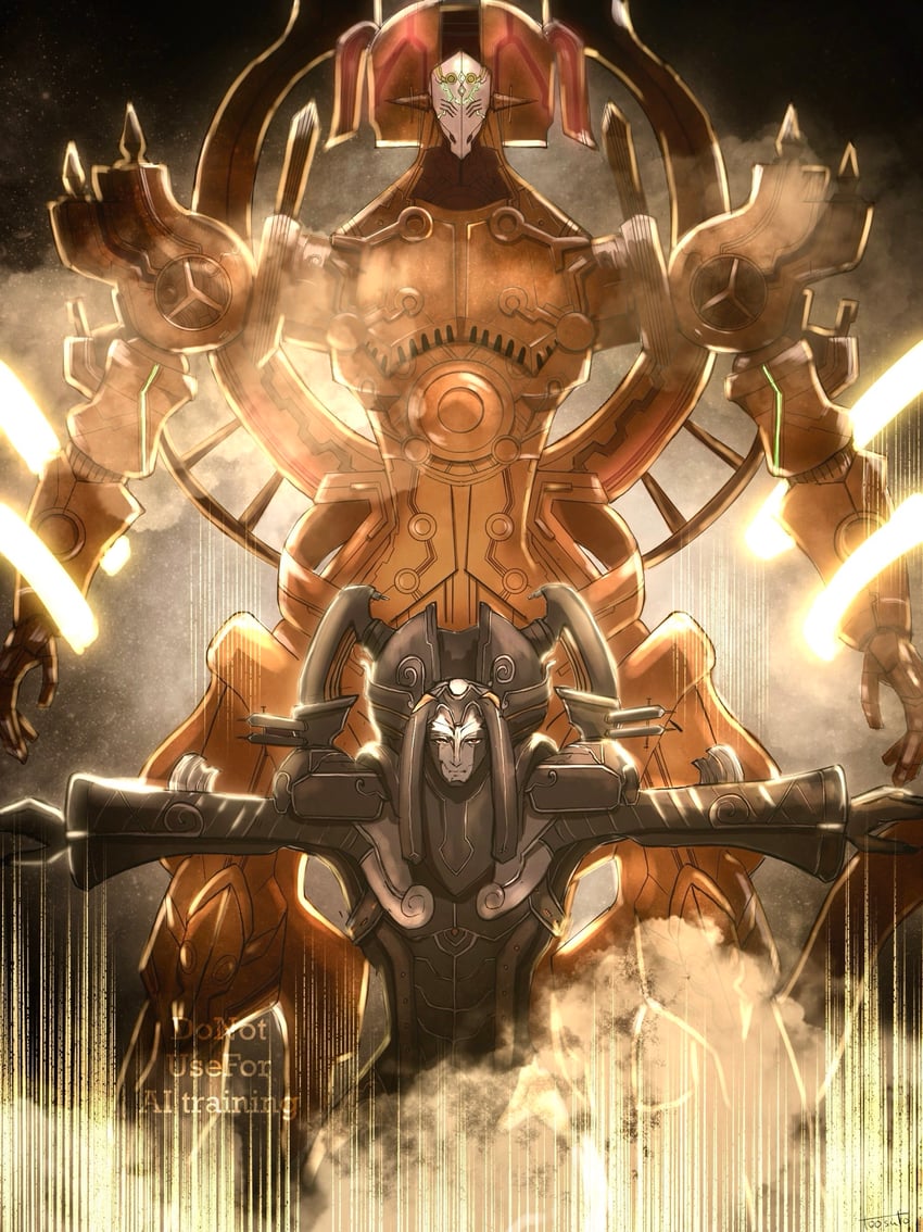 egil and yaldabaoth (xenoblade chronicles and 1 more) drawn by toosut0