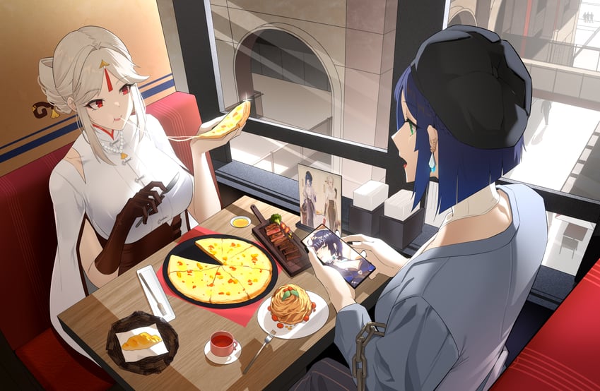 yelan and ningguang (genshin impact) drawn by cms_(fei_ju_sang)
