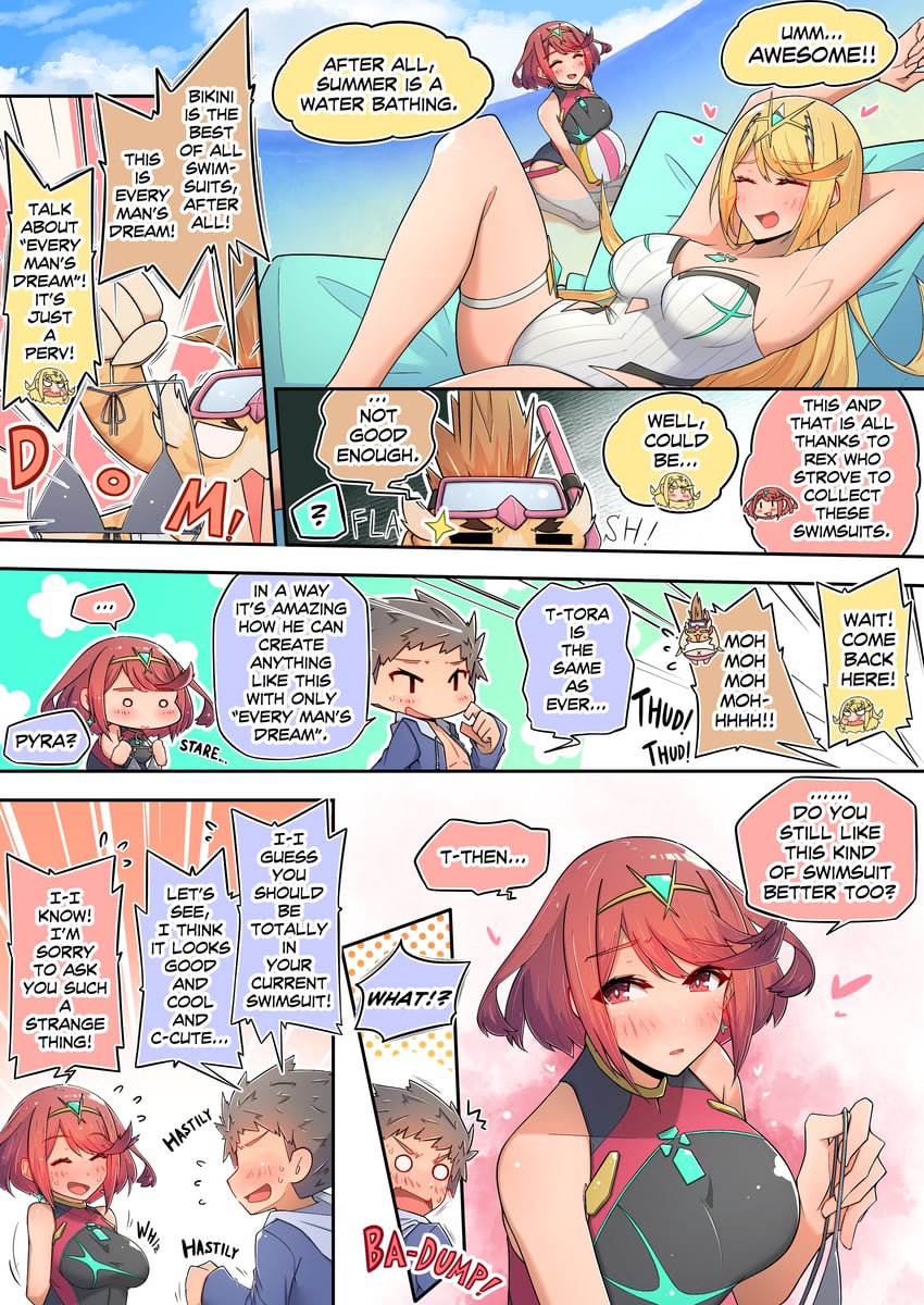rex, pyra, mythra, and tora (xenoblade chronicles and 1 more) drawn by osora_(judithandlilith)