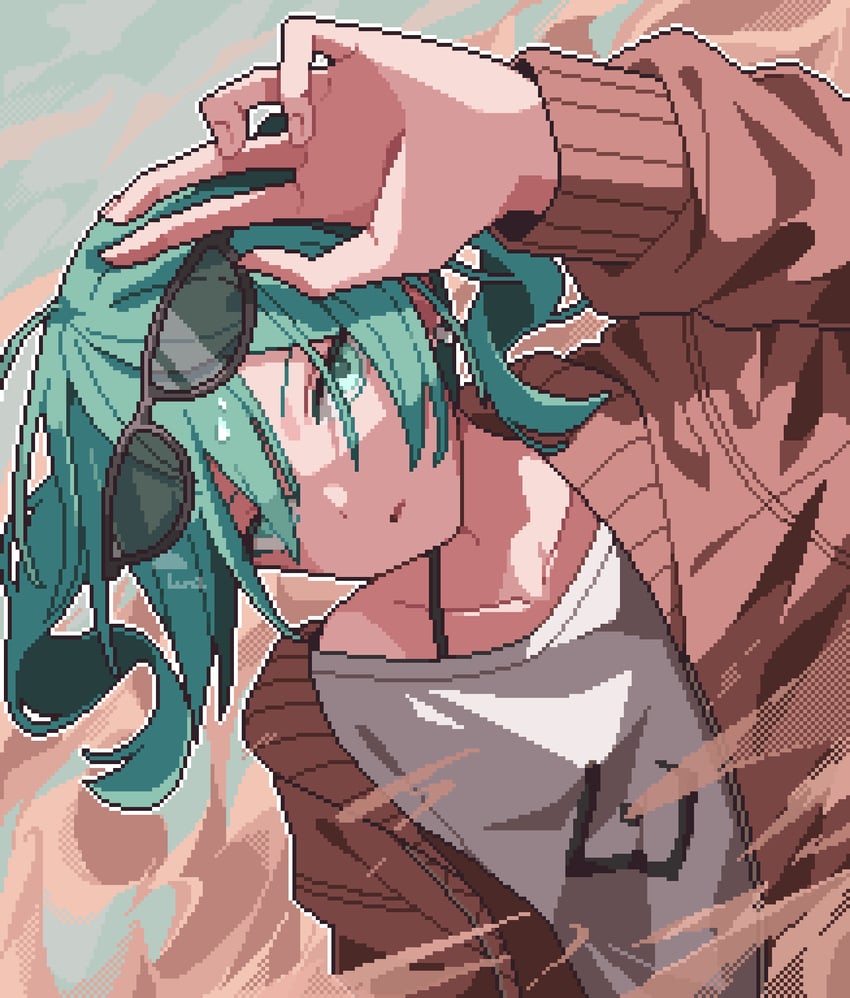 hatsune miku (vocaloid and 1 more) drawn by amefu_luna