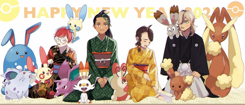 juliana, lopunny, scorbunny, nemona, arven, and 8 more (pokemon and 1 more) drawn by sawahitoo