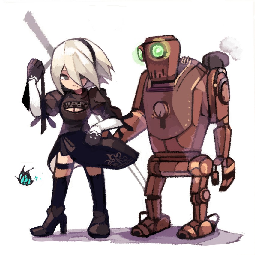 2b and pascal (nier and 1 more) drawn by yknsugar