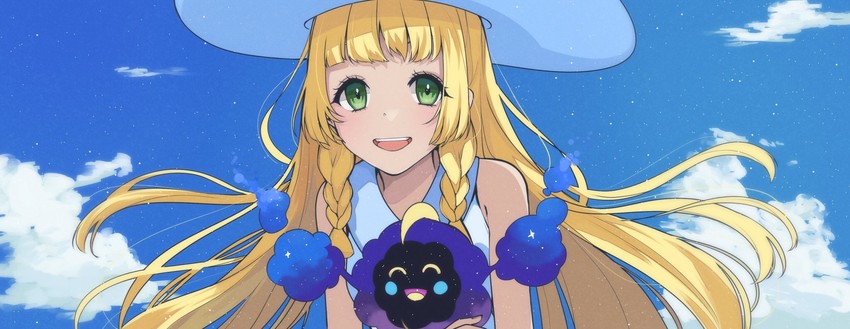 lillie and cosmog (pokemon and 1 more) drawn by hrmnas
