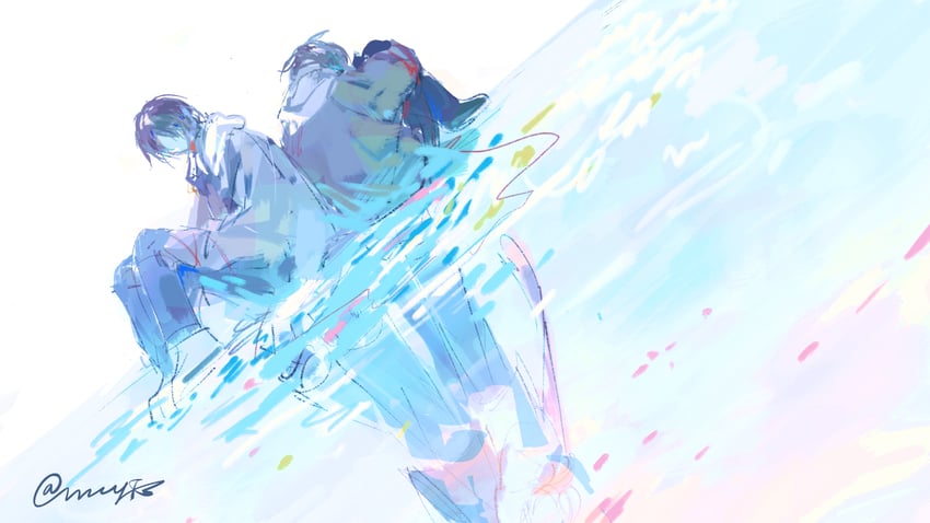mou huanjun and hua shaobei (real life) drawn by mouyimouyi