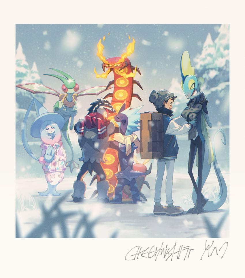 victor, flygon, inteleon, hatterene, toxtricity, and 2 more (pokemon and 1 more) drawn by cocodar