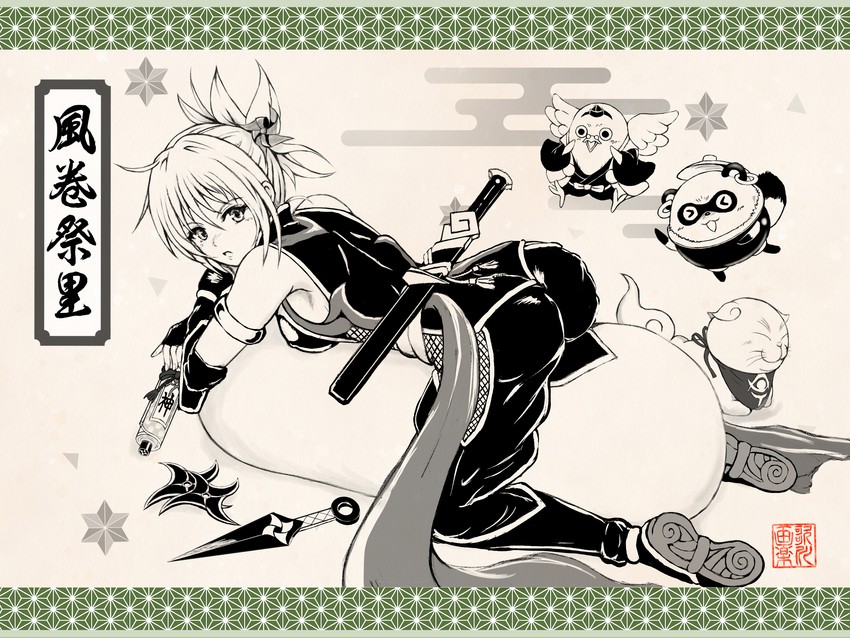kazamaki matsuri, shirogane, ninokuru ponosuke, and tanumaro (ayakashi triangle) drawn by big_kapipara
