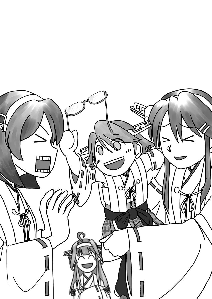 kongou, haruna, hiei, and kirishima (kantai collection) drawn by nantoka_maru