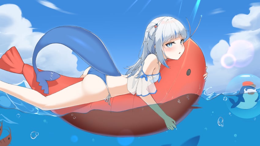 gawr gura and bloop (hololive and 1 more) drawn by ungu