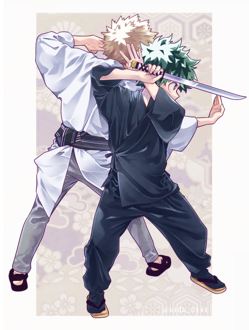 midoriya izuku and bakugou katsuki (boku no hero academia) drawn by morino_(ktdk_0141)