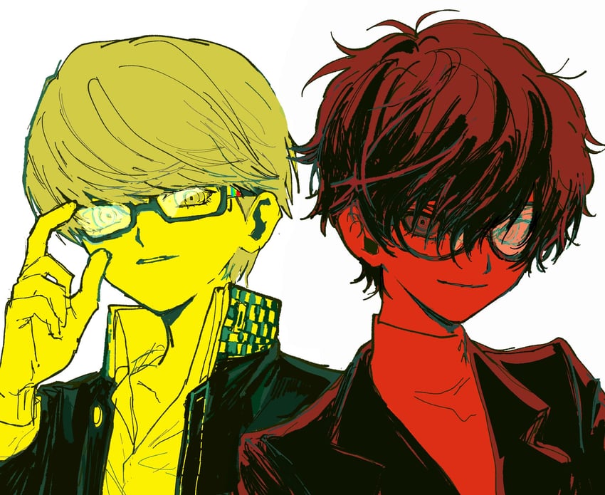 narukami yu and amamiya ren (persona and 2 more) drawn by noisy9p