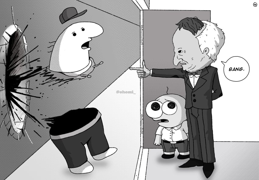 charlie dompler, pim pimling, and the boss (chainsaw man and 1 more) drawn by 0homi