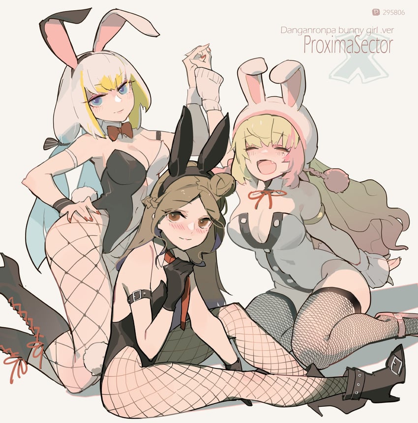 nanami chiaki, kirigiri kyoko, enoshima junko, and lyra cygnus (danganronpa and 1 more) drawn by tennohi