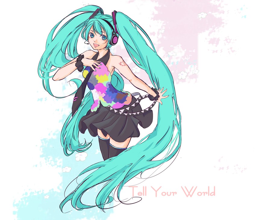 hatsune miku (vocaloid and 1 more) drawn by mochidori_(pipipipio)