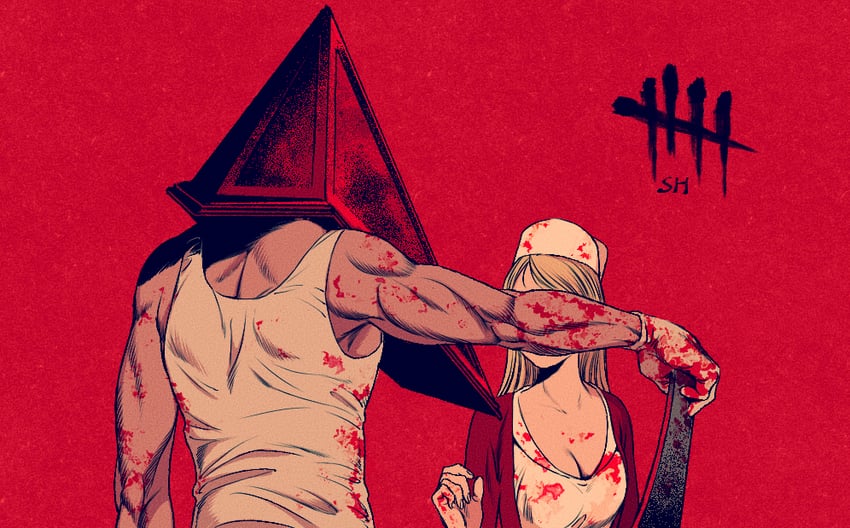 pyramid head and lisa garland (silent hill and 2 more) drawn by shokugyo