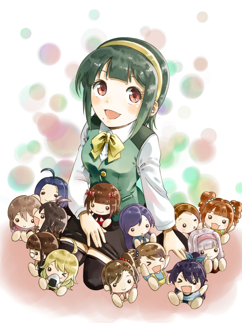 hoshii miki, kisaragi chihaya, amami haruka, kikuchi makoto, minase iori, and 7 more (idolmaster and 1 more) drawn by t-okada
