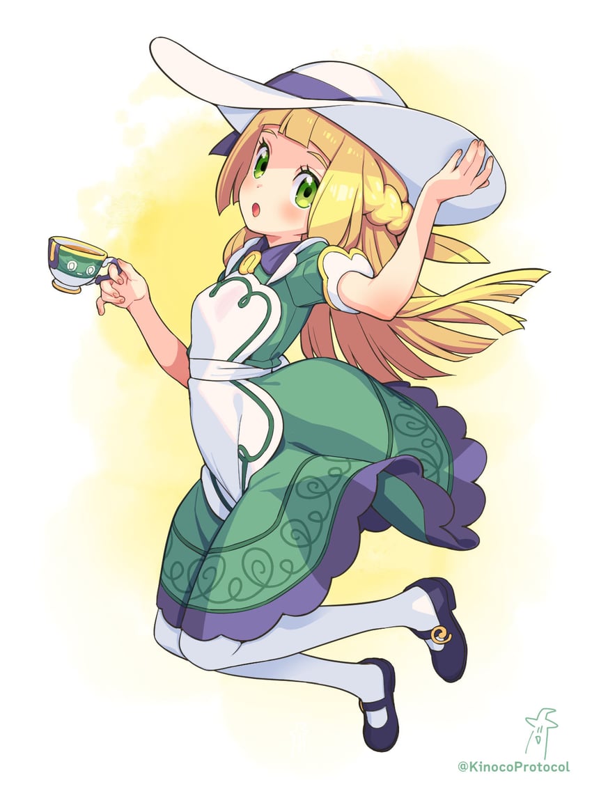 lillie and sinistea (pokemon and 1 more) drawn by kinocopro