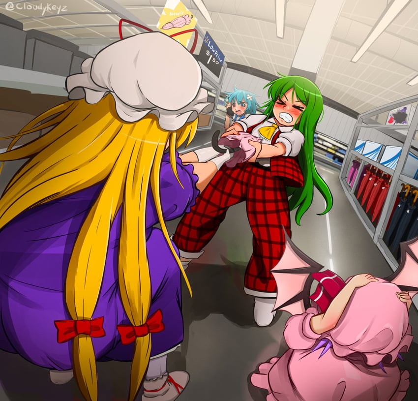 remilia scarlet, yakumo yukari, kazami yuuka, and tatara kogasa (touhou and 1 more) drawn by cloudykeyz
