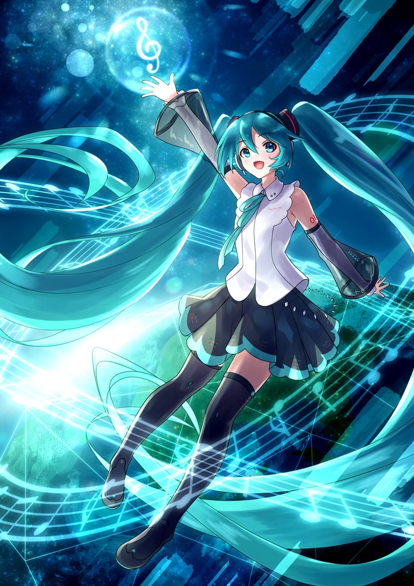 hatsune miku (vocaloid and 1 more) drawn by marian_oekaki