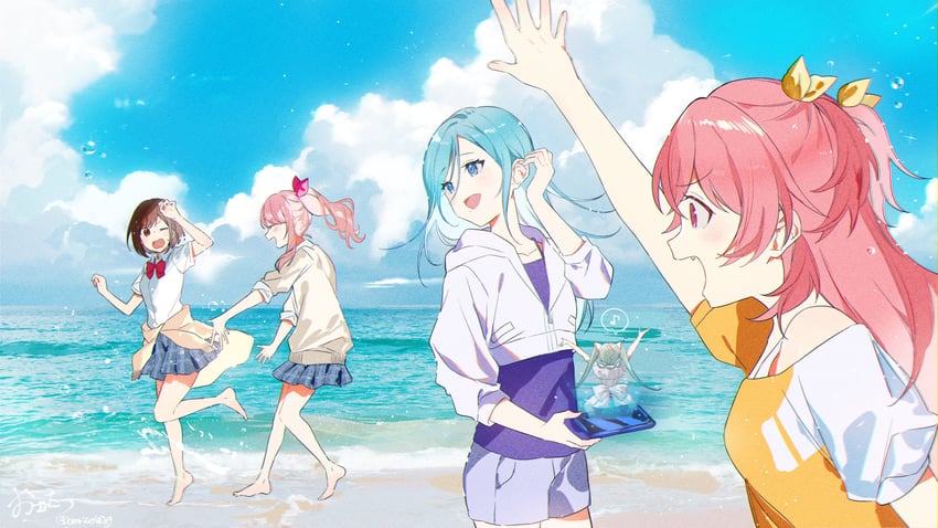 hatsune miku, shinonome ena, akiyama mizuki, momoi airi, hinomori shizuku, and 1 more (vocaloid and 1 more) drawn by omutatsu
