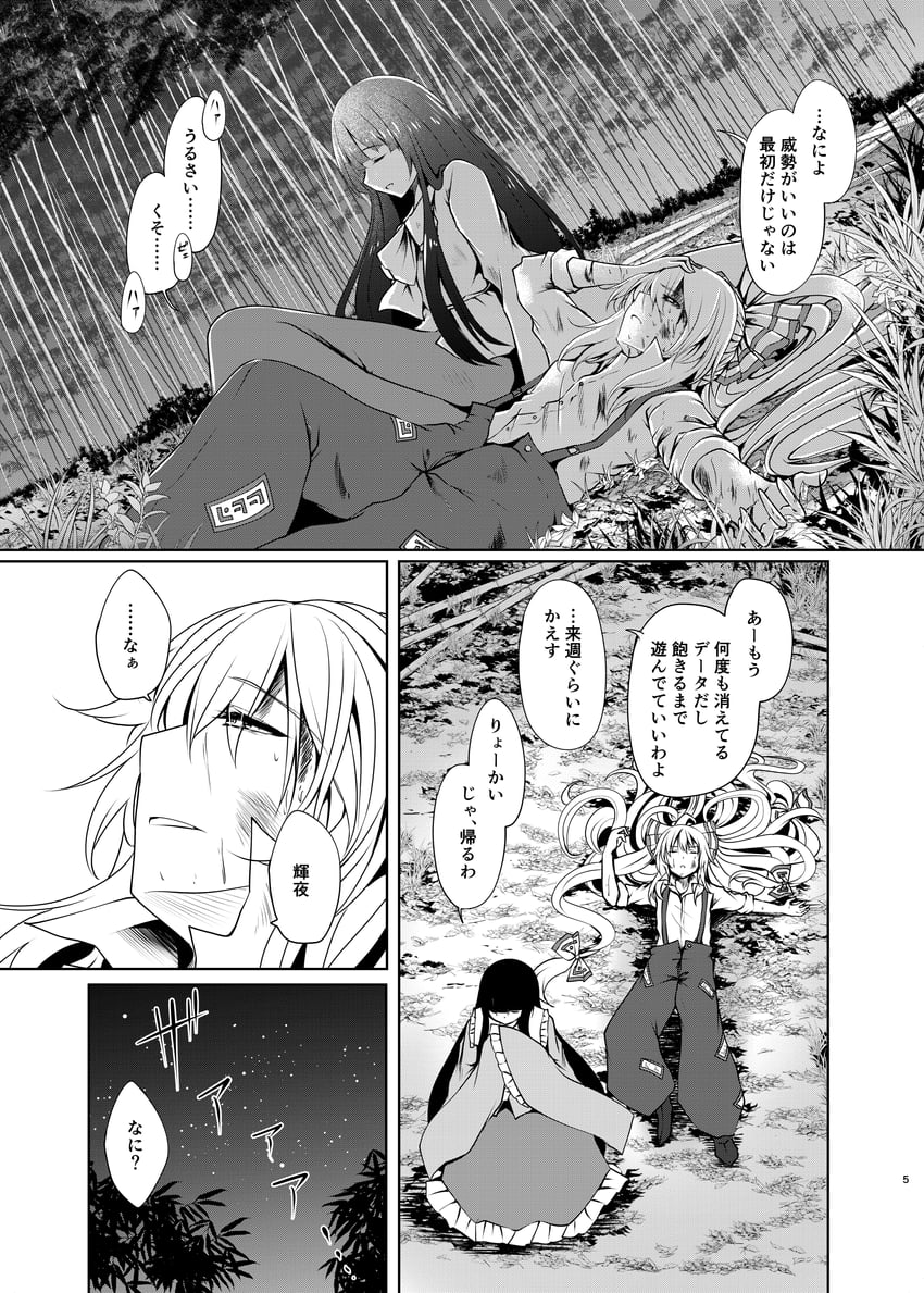 fujiwara no mokou and houraisan kaguya (touhou) drawn by kitora_(kisekinonameko)