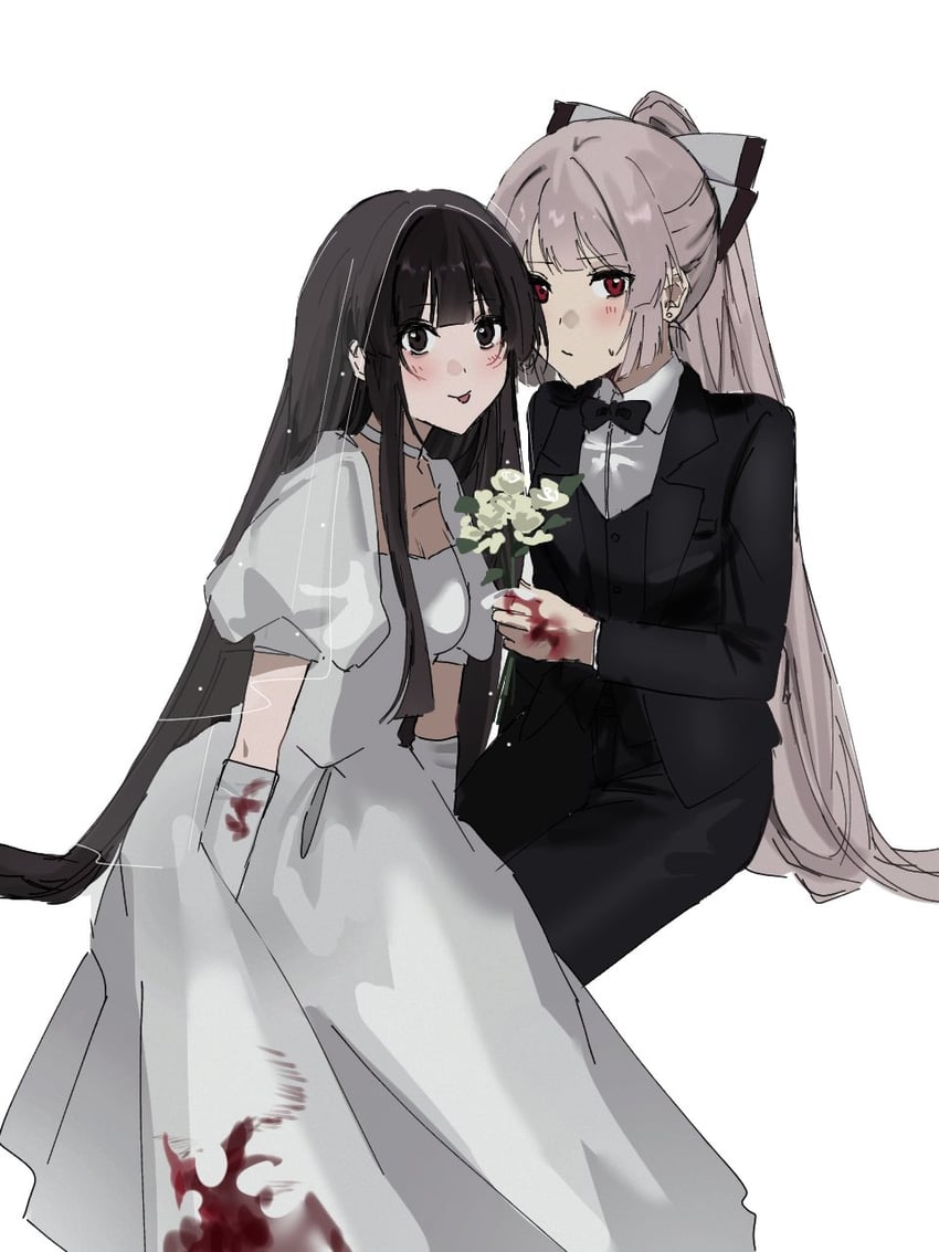 fujiwara no mokou and houraisan kaguya (touhou) drawn by jyazo_pic
