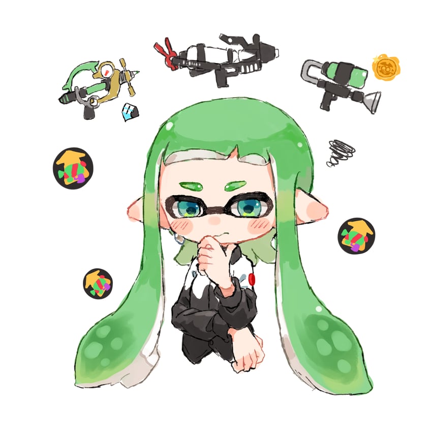 inkling player character and inkling girl (splatoon and 1 more) drawn by myon_rio