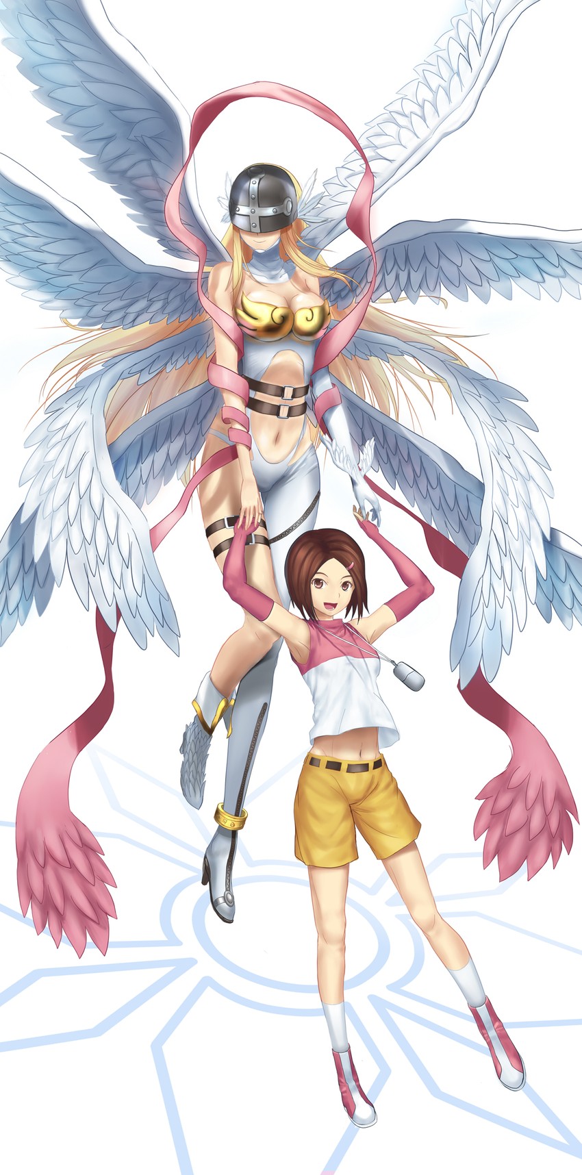angewomon and yagami hikari (digimon and 1 more) drawn by tsukikanade