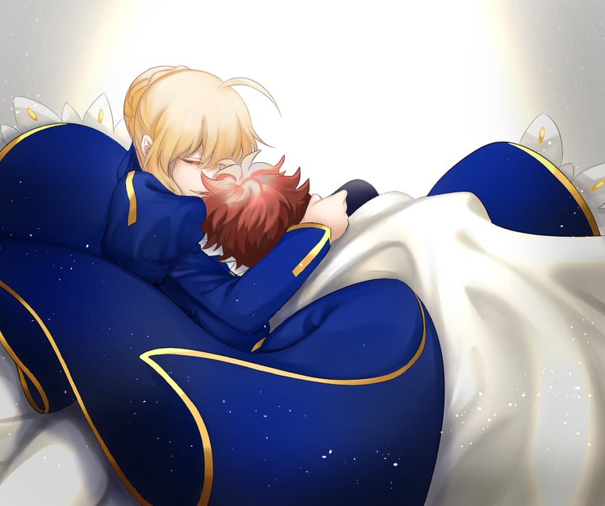 artoria pendragon, saber, and emiya shirou (fate and 1 more) drawn by suzuakks