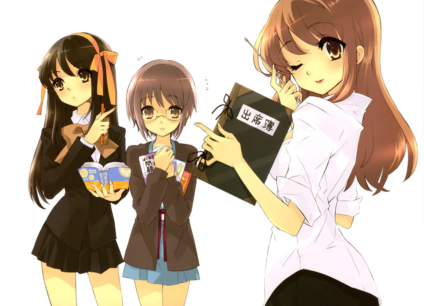 suzumiya haruhi, nagato yuki, and asahina mikuru (suzumiya haruhi no yuuutsu and 1 more) drawn by ito_noizi