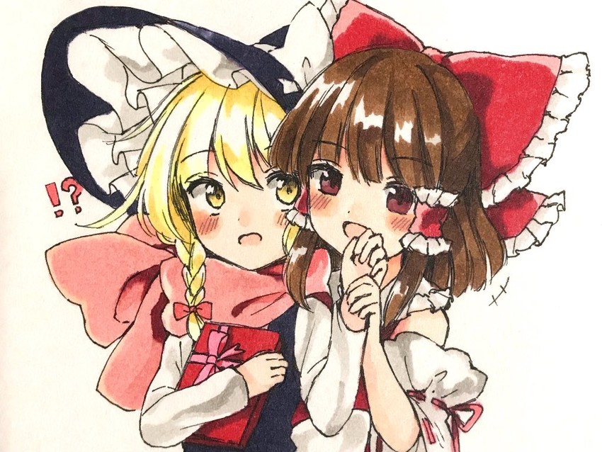 hakurei reimu and kirisame marisa (touhou) drawn by yururi_nano