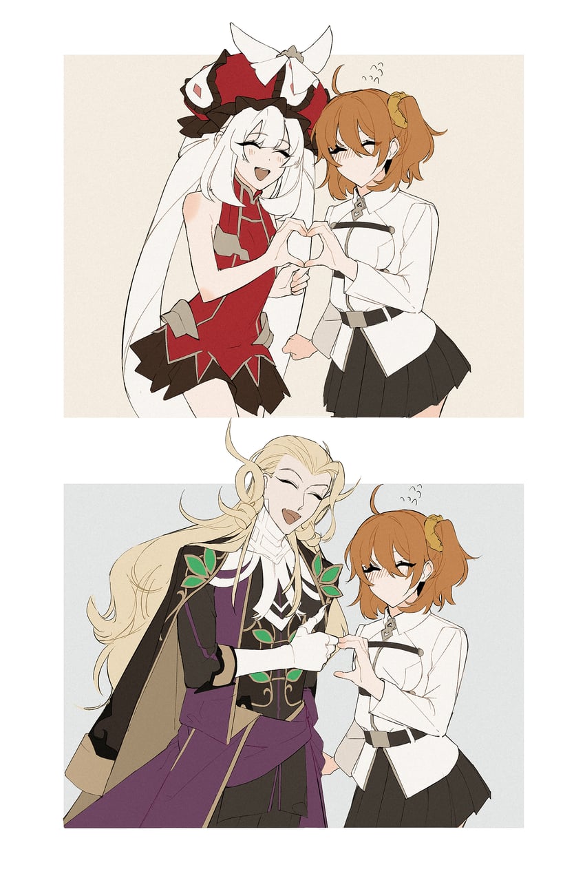fujimaru ritsuka, marie antoinette, and wolfgang amadeus mozart (fate and 1 more) drawn by yukkuri_(fumoyun)