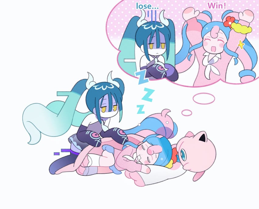 hatsune miku, ghost miku, and fairy miku (pokemon and 2 more) drawn by klarogiraffe