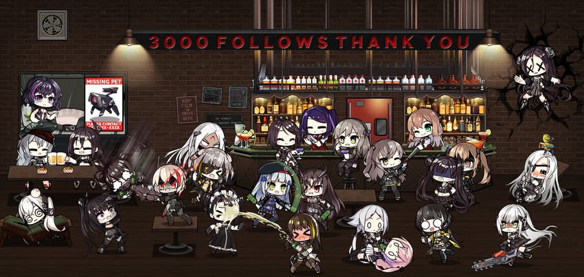 hk416, ump45, ump9, springfield, g11, and 23 more (girls' frontline and 1 more) drawn by the_mad_mimic