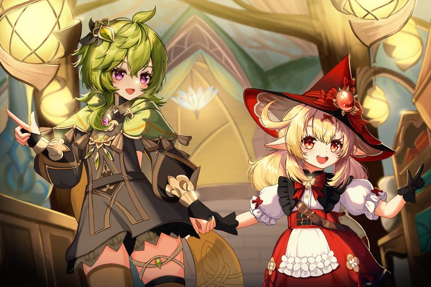collei, klee, and cuilein-anbar (genshin impact) drawn by haires