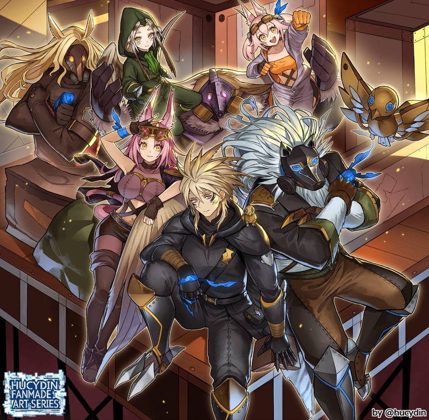 kitt, tri-brigade kitt, tri-brigade ferrijit the barren blossom, tri-brigade shuraig the ominous omen, tri-brigade rugal the silver sheller, and 3 more (yu-gi-oh!) drawn by hucydin