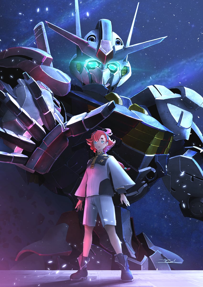 suletta mercury and gundam aerial (gundam and 1 more) drawn by taka-f