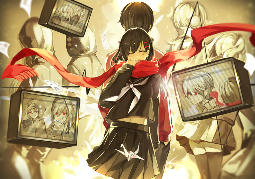 tateyama ayano, kisaragi shintarou, kido tsubomi, ene, kano shuuya, and 1 more (kagerou project and 1 more) drawn by saberiii