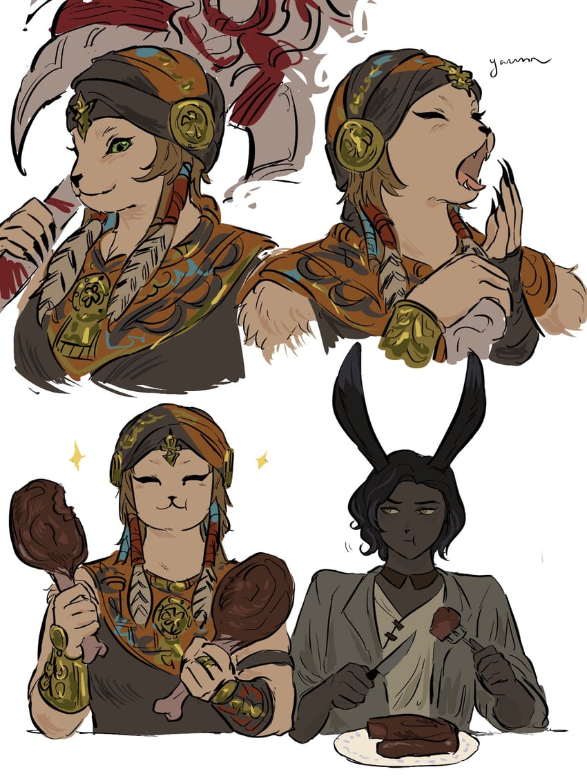 erenville and wuk lamat (final fantasy and 1 more) drawn by greaselordd