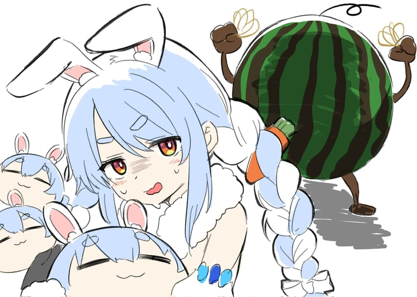 usada pekora and don-chan (hololive) drawn by kiritoma