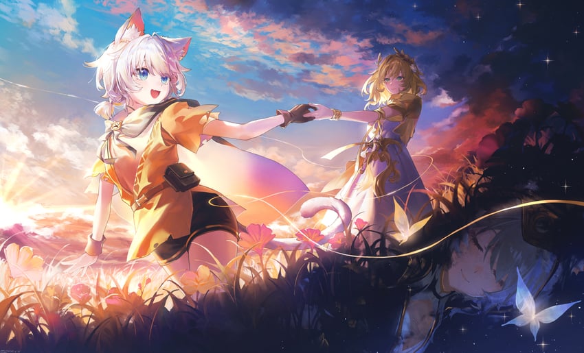 aglaea and cipher (honkai and 1 more) drawn by swkl:d