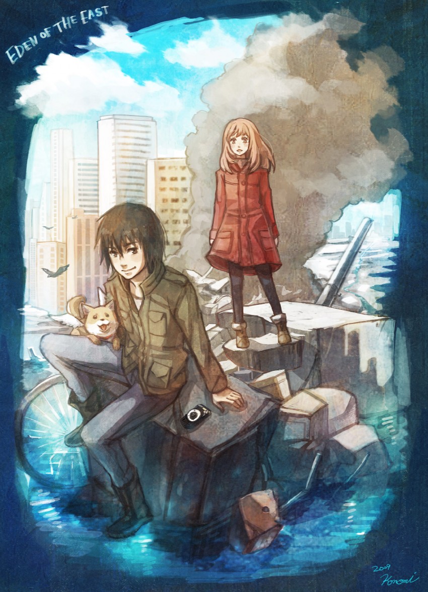morimi saki and takizawa akira (higashi no eden) drawn by konomi821
