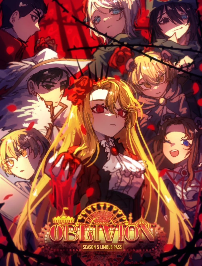 don quixote, faust, sinclair, hong lu, meursault, and 1 more (project moon and 1 more) drawn by pmchell_04